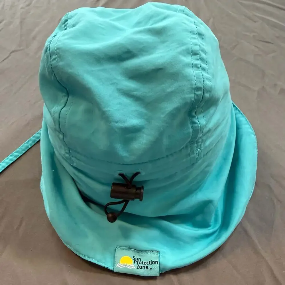 Sun Protection Zone Kids Sun Hat Surfboard Bill Aqua Neck Flap Beach Swim